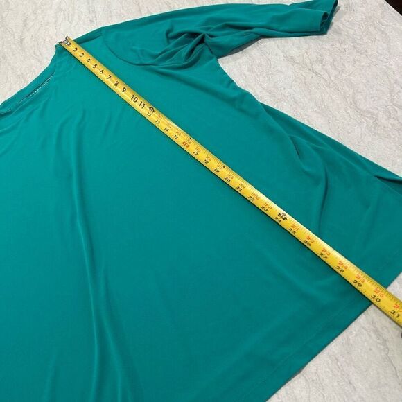 Susan Graver Liquid Knit Solid Green 3/4 Sleeve Top Plus Size 3XP Petite - Picture 11 of 13